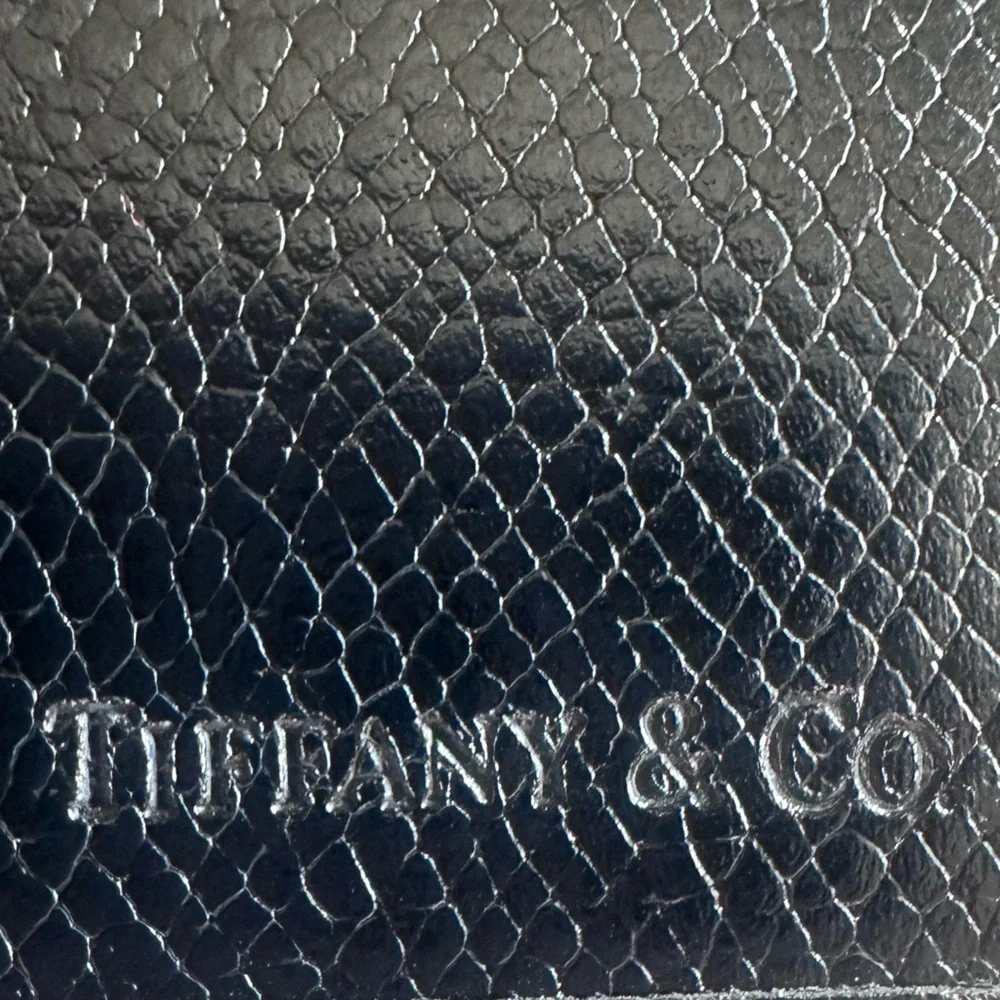 TIFFANY & CO. Black Leather Bifold Slim Card Pocket Wallet Excellent! Unisex